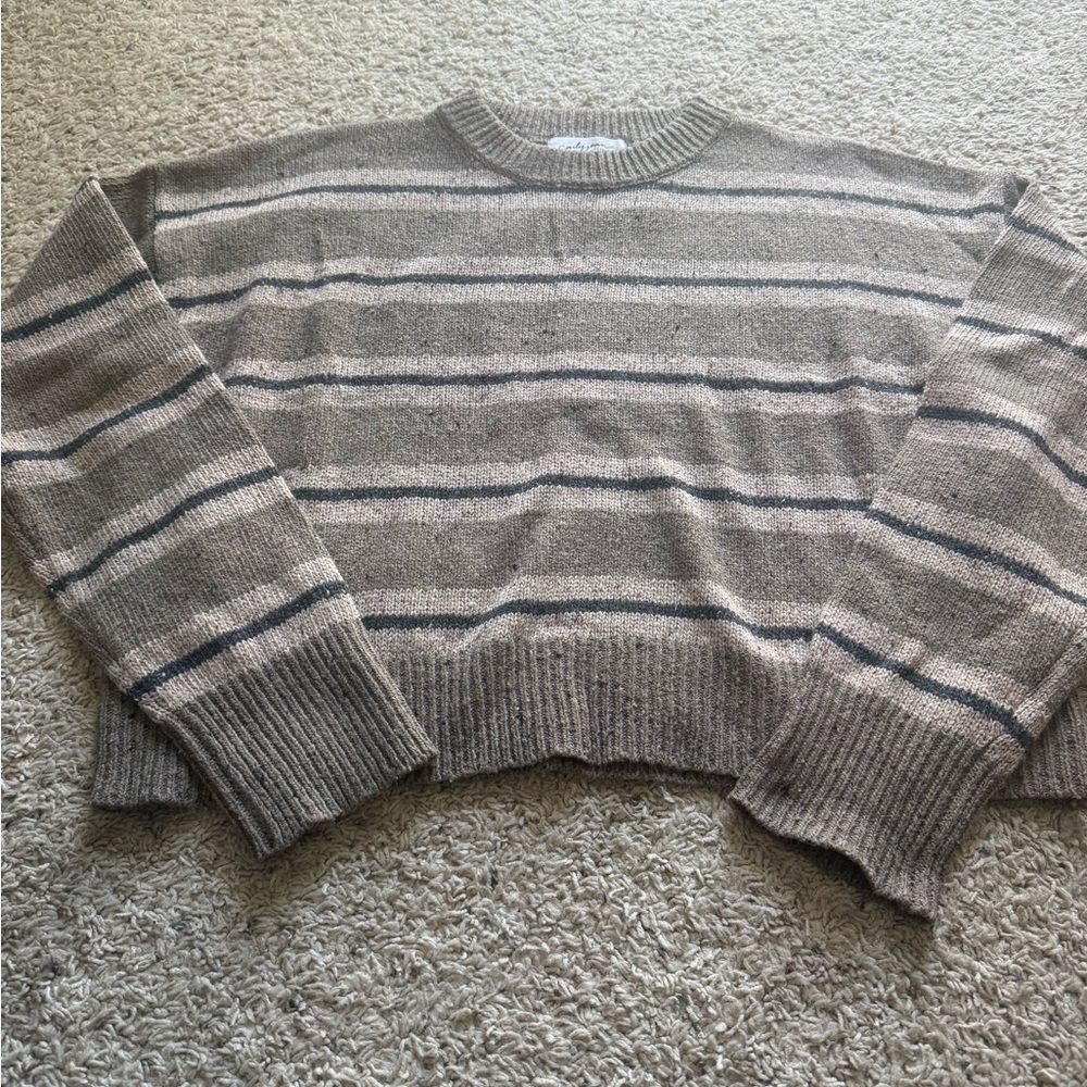 Carly Jean Los Angeles Striped Brown and Gray Sweater